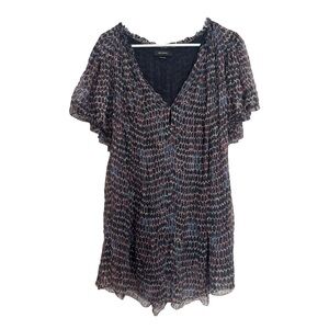 Isabel Marant Silk Printed Navy and Red Dress